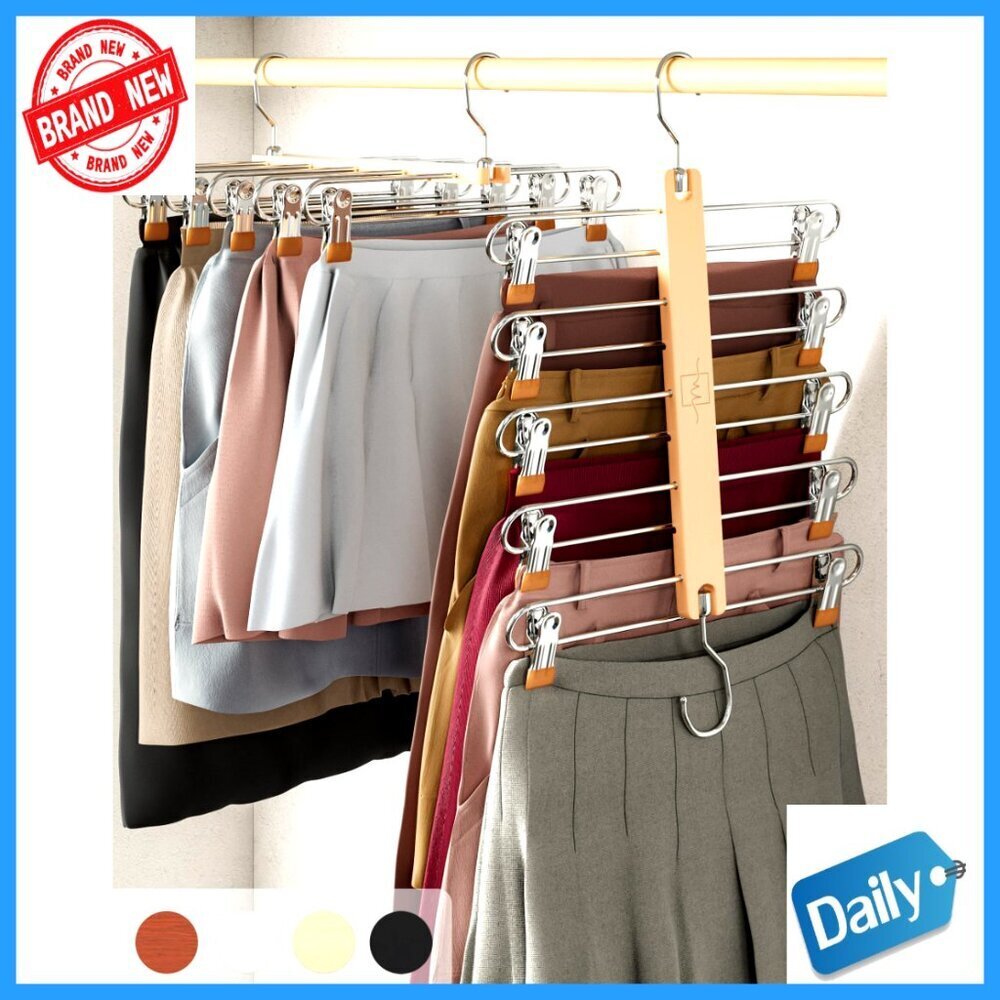 Space Saving Skirt Hangers with Clips - 2 Pack Beechwood Organizer